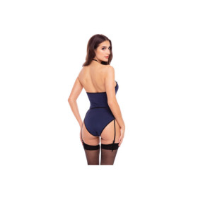 Costume Policière body bleu avec porte-jarretelles 